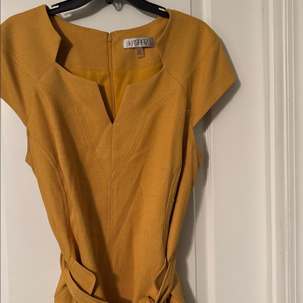 Kasper Mustard Cap Sleeve Dress